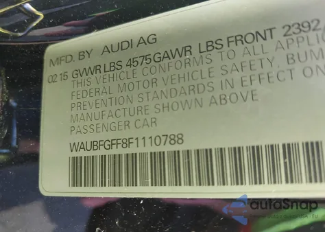 2015 Audi A3 Premium from USA, damaged, VIN WAUBFGFF8F1110788